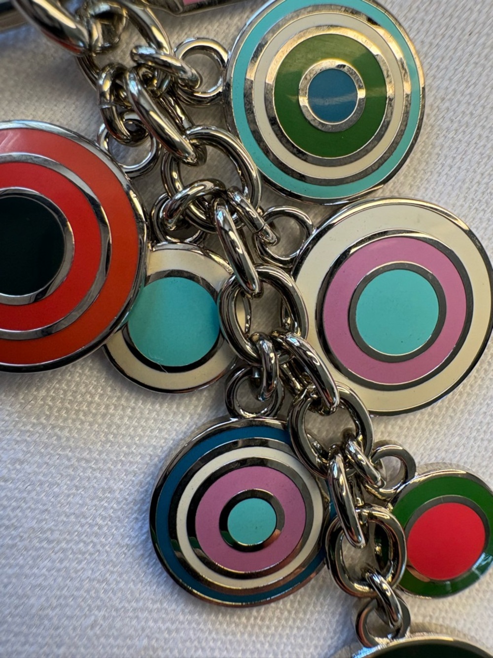Coach Multicolor Enamel Target Disc Charm Key Ring - Picture 3 of 5